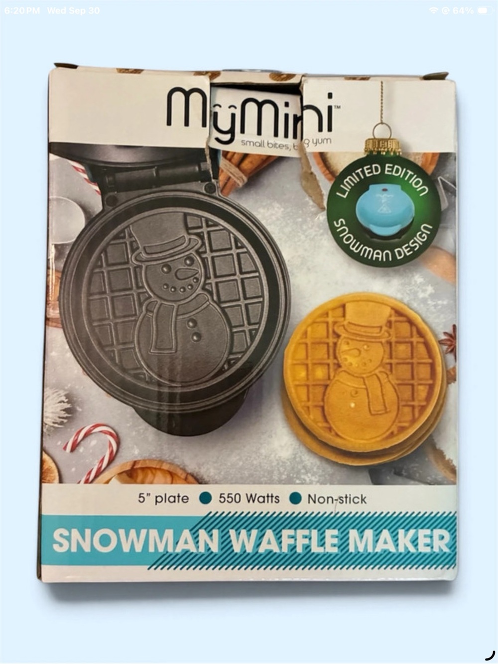 My Mini Snowman Waffle Maker New in Box